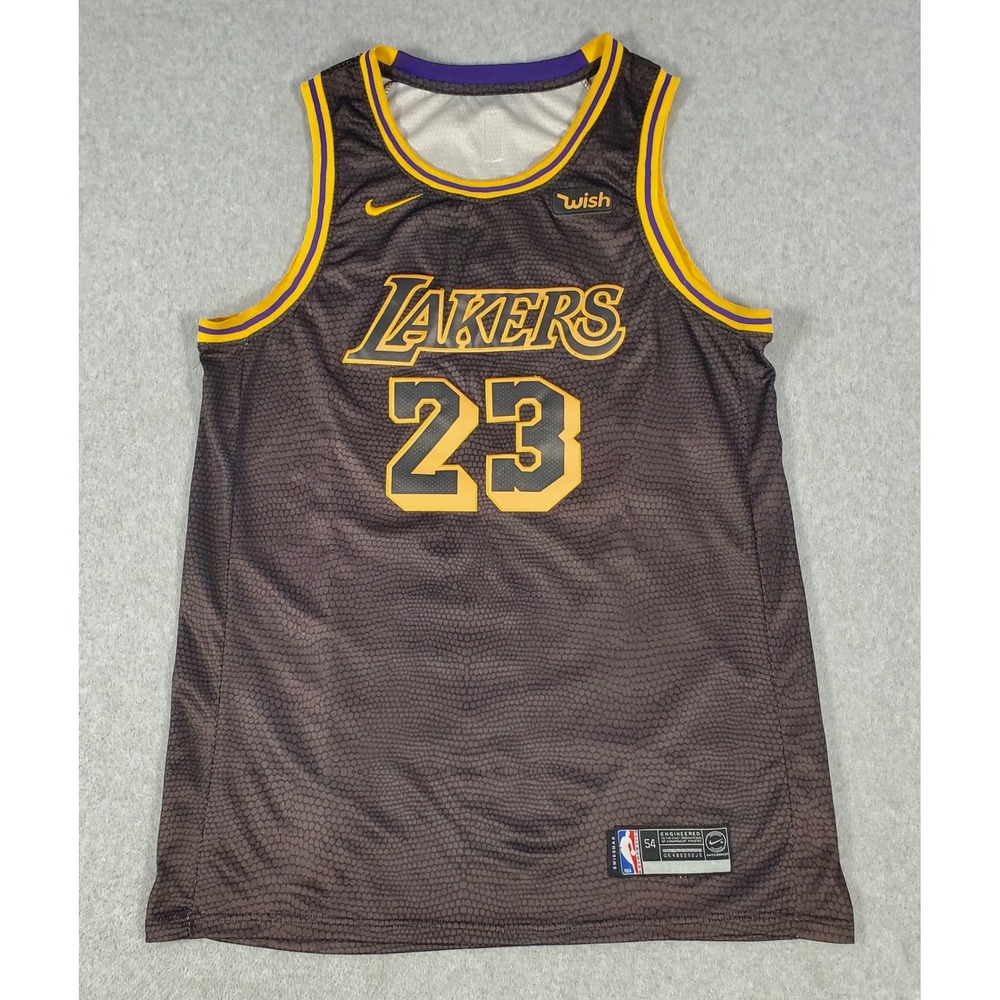 Nike Los Angeles Lakers LeBron James 23 Black Mamba City Edition Jersey Mens 54
